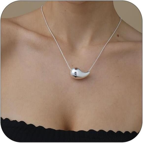 14K Gold Plated Teardrop Necklace - Dainty Water Drop Pendant, Hypoallergenic - Picture 6 of 6